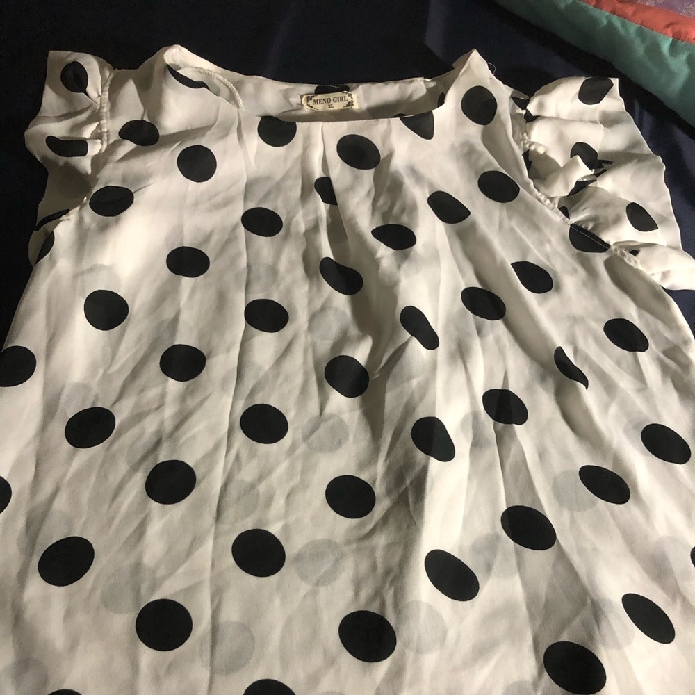 Black and white polka dot blouse